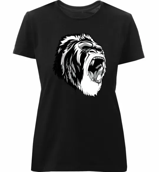 Женская премиум футболка Сіра горила Черный фото