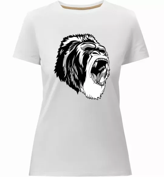 Женская премиум футболка Сіра горила Белый фото