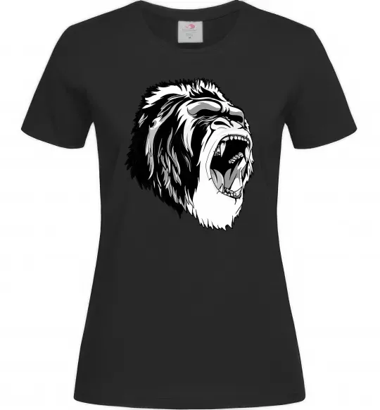 Женская футболка Сіра горила Черный фото