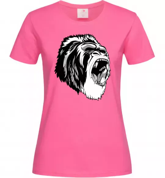 Женская футболка Сіра горила Ярко-розовый фото