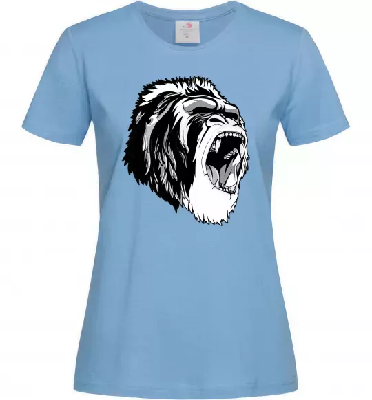 Женская футболка Сіра горила Голубой фото