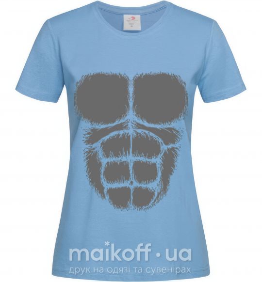 Женская футболка Торс гориллы Голубой фото