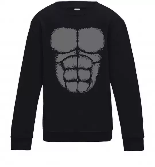 Детский Свитшот Торс горили Черный фото