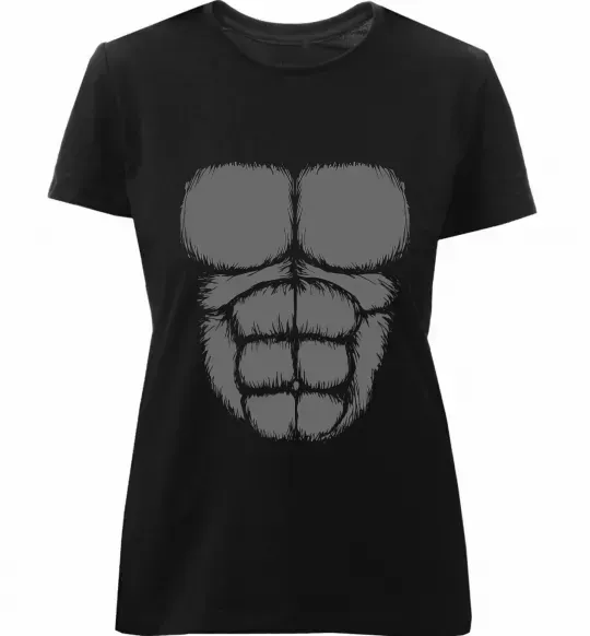 Жіноча преміум футболка Торс горили Чорний фото