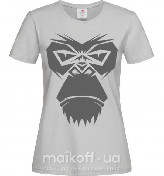 Женская футболка Gorilla face Серый фото