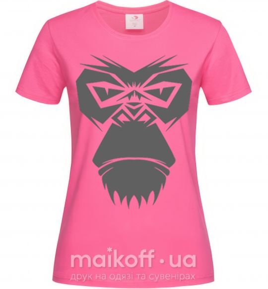 Жіноча футболка Gorilla face Яскраво-рожевий фото