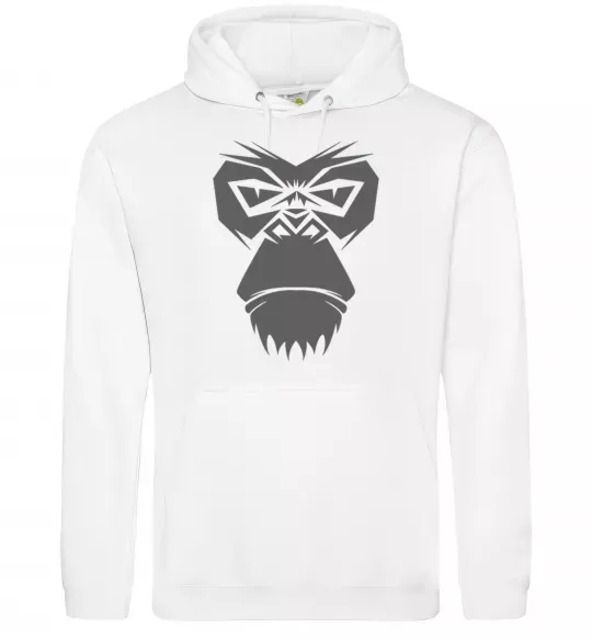 Мужская толстовка (худи) Gorilla face Белый фото
