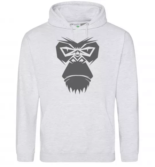 Мужская толстовка (худи) Gorilla face Серый меланж фото