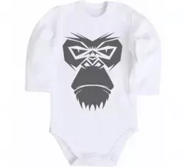 Детский боди Розлючена горила Белый фото