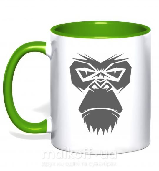 Чашка с цветной ручкой Gorilla face Зеленый фото