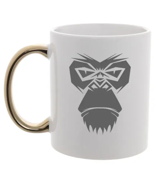 Чашка с цветной ручкой Gorilla face Золото фото