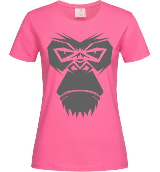 Жіноча футболка Gorilla face Яскраво-рожевий фото