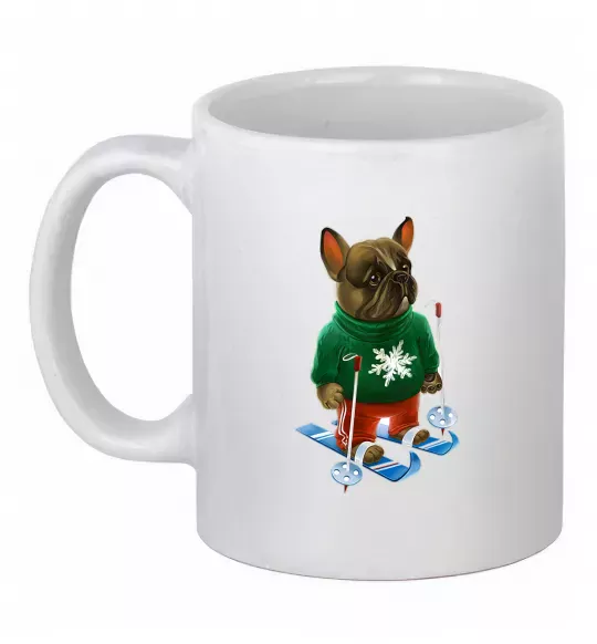 Чашка керамическая Бульдог на лижах Белый фото