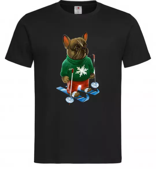 Чоловіча футболка Бульдог на лижах Чорний фото