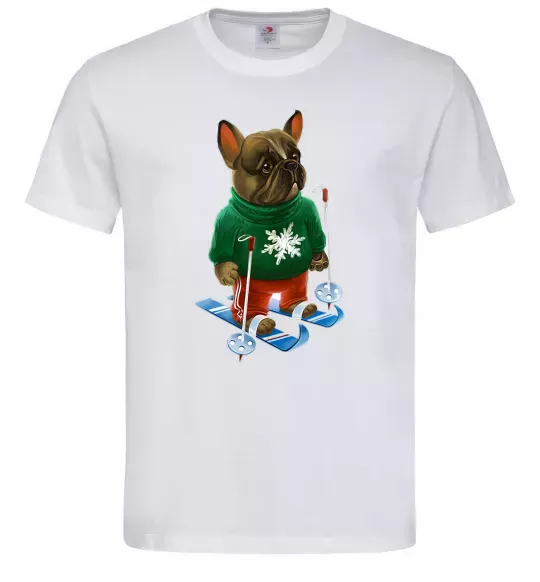 Чоловіча футболка Бульдог на лижах Білий фото