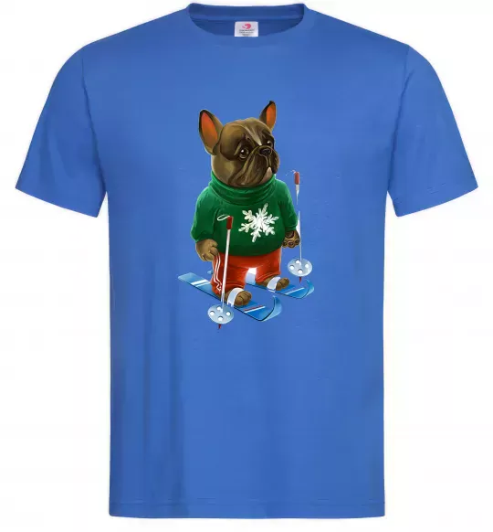 Чоловіча футболка Бульдог на лижах Яскраво-синій фото