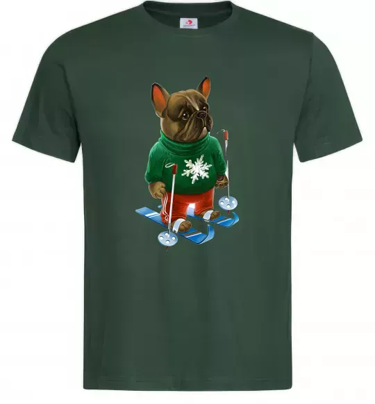 Чоловіча футболка Бульдог на лижах Темно-зелений фото
