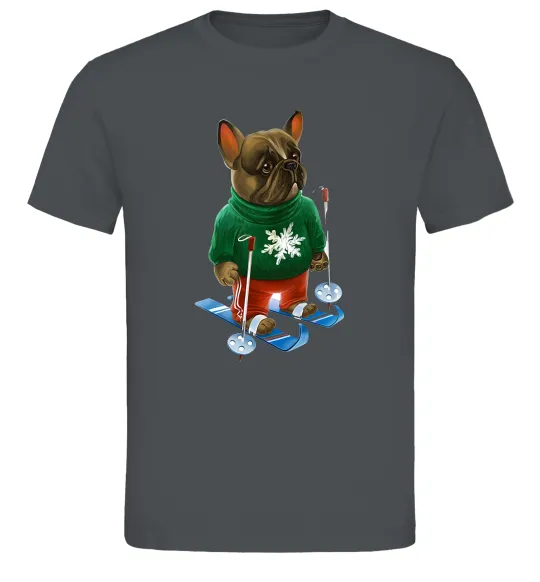 Чоловіча футболка Бульдог на лижах Графіт фото