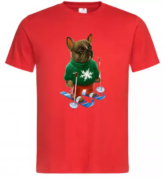 Чоловіча футболка Бульдог на лижах Червоний фото