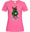 Женская футболка Бульдог на лижах Ярко-розовый Женская футболка Бульдог на лижах Ярко-розовый фото