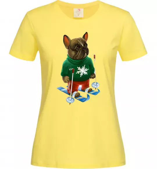 Женская футболка Бульдог на лижах Лимонный фото