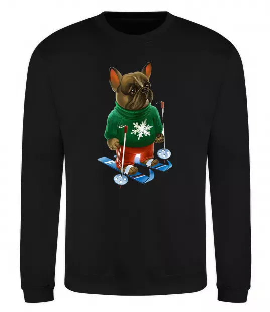 Свитшот Бульдог на лижах Черный фото