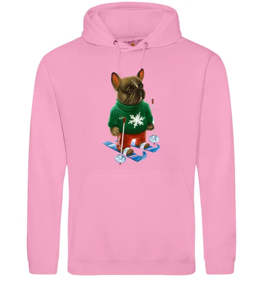 Жіноча толстовка (худі) Бульдог на лижах Рожевий фото