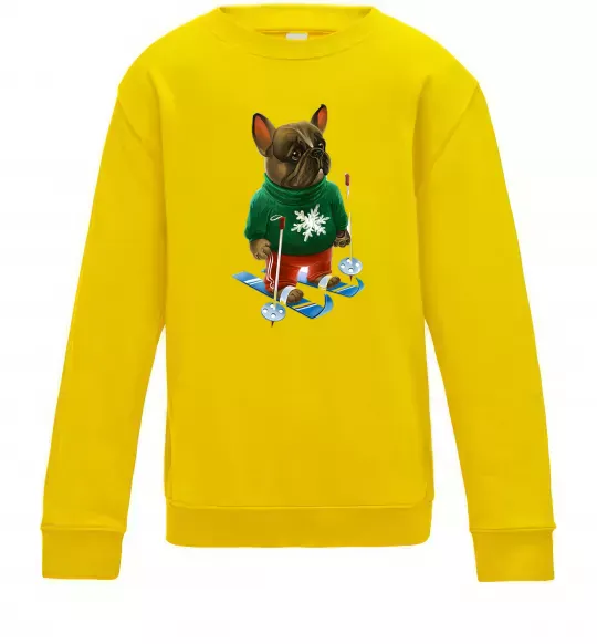 Детский Свитшот Бульдог на лижах Солнечно желтый фото