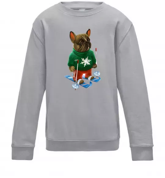 Детский Свитшот Бульдог на лижах Серый меланж фото