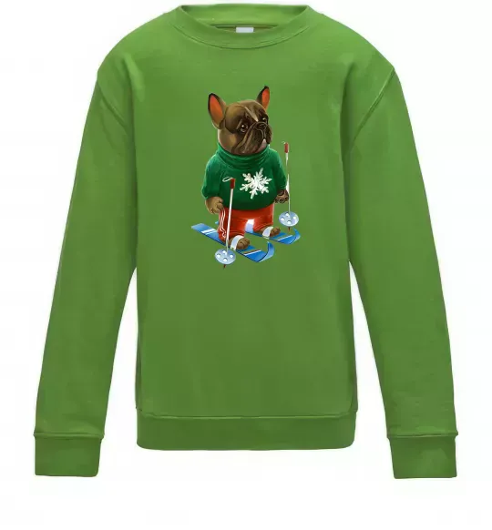 Детский Свитшот Бульдог на лижах Лаймовый фото