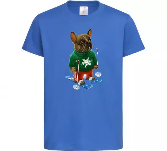Дитяча футболка Бульдог на лижах Яскраво-синій фото