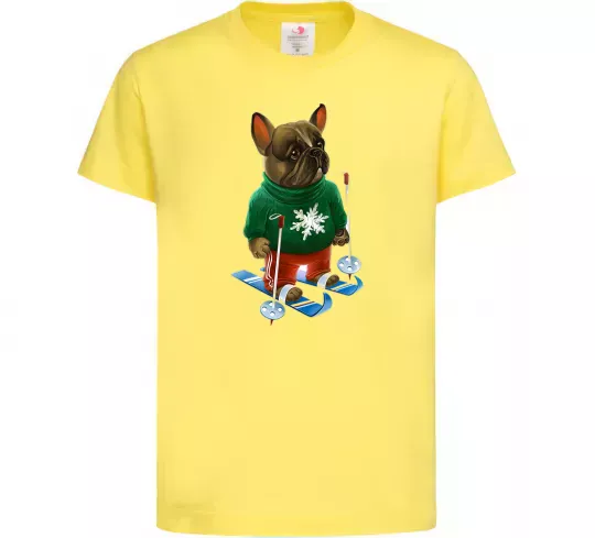 Дитяча футболка Бульдог на лижах Лимонний фото