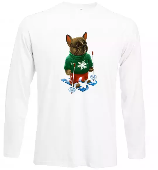 Лонгслив Бульдог на лижах Белый фото