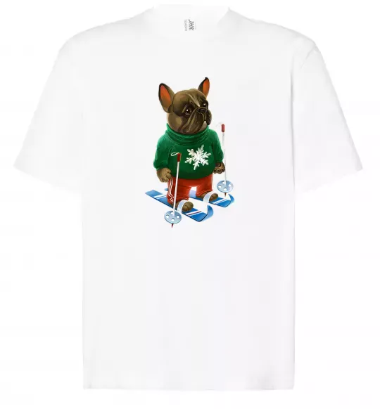 Футболка Оверсайз Бульдог на лижах Белый фото