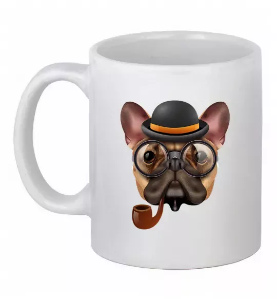 Чашка керамическая Бульдог з сигарою Белый фото