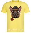 Чоловіча футболка Бульдог с сигарой Лимонний фото
