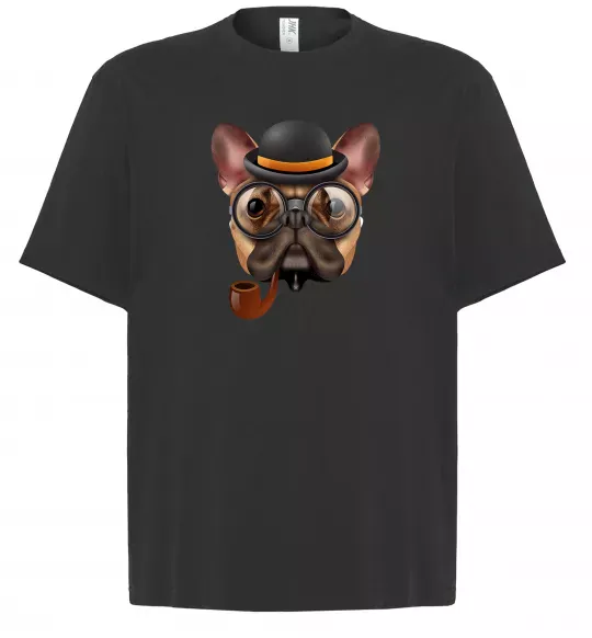Футболка Оверсайз Бульдог з сигарою Черный фото