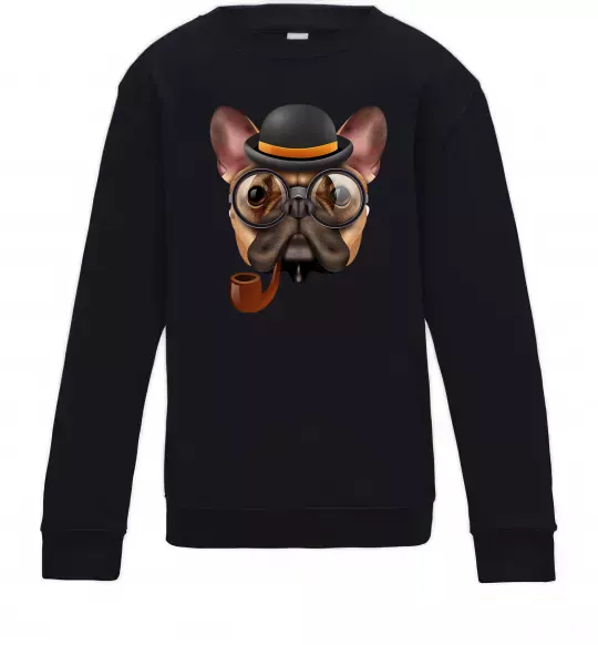 Дитячий світшот Бульдог з сигарою Чорний фото