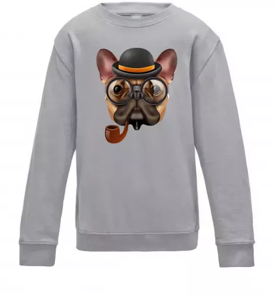 Дитячий світшот Бульдог з сигарою Сірий меланж фото