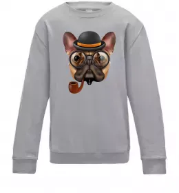 Дитячий світшот Бульдог з сигарою Сірий меланж фото