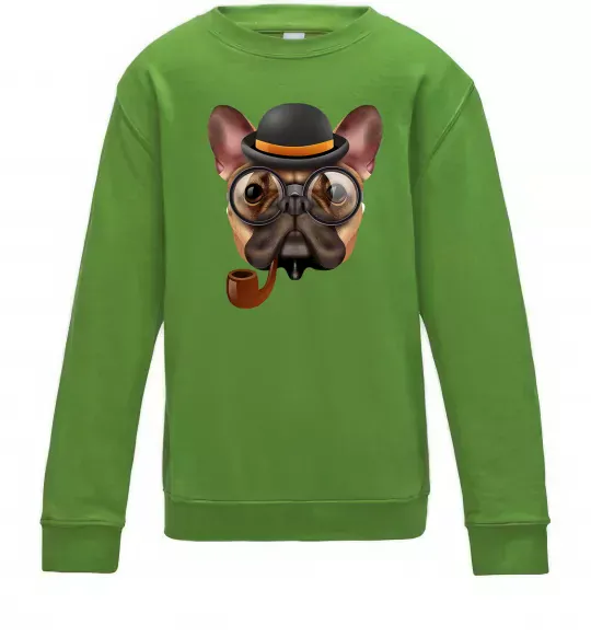 Дитячий світшот Бульдог з сигарою Лаймовий фото