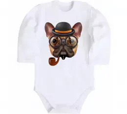 Детский боди Бульдог з сигарою Белый фото