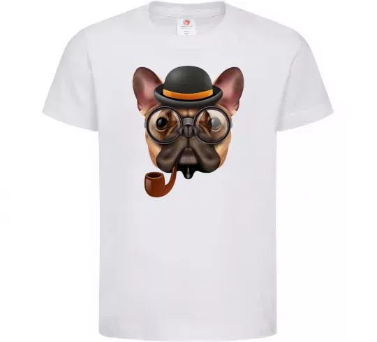 Детская футболка Бульдог з сигарою Белый фото
