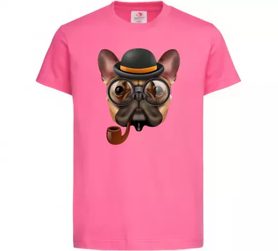 Детская футболка Бульдог з сигарою Ярко-розовый фото