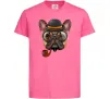 Детская футболка Бульдог з сигарою Ярко-розовый фото