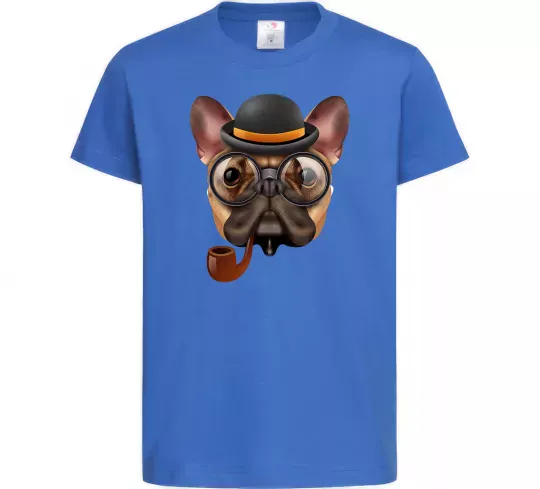 Детская футболка Бульдог з сигарою Ярко-синий фото