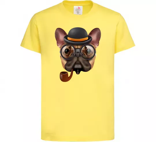 Детская футболка Бульдог з сигарою Лимонный фото