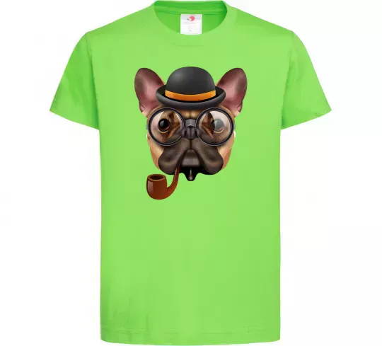 Детская футболка Бульдог з сигарою Лаймовый фото