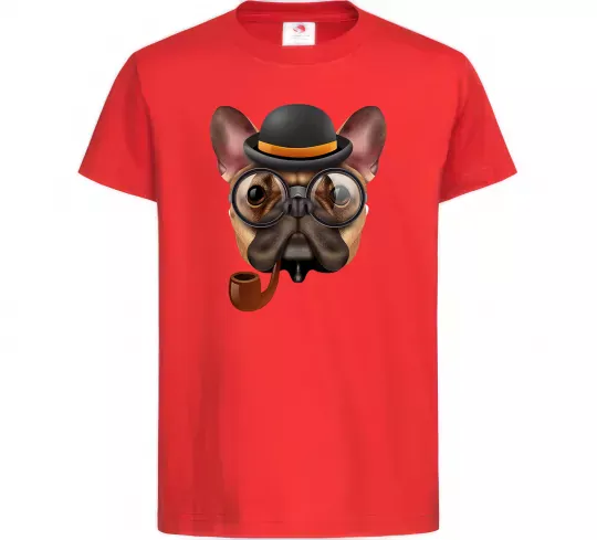 Детская футболка Бульдог з сигарою Красный фото