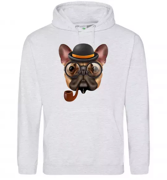Чоловіча толстовка (худі) Бульдог з сигарою Сірий меланж фото